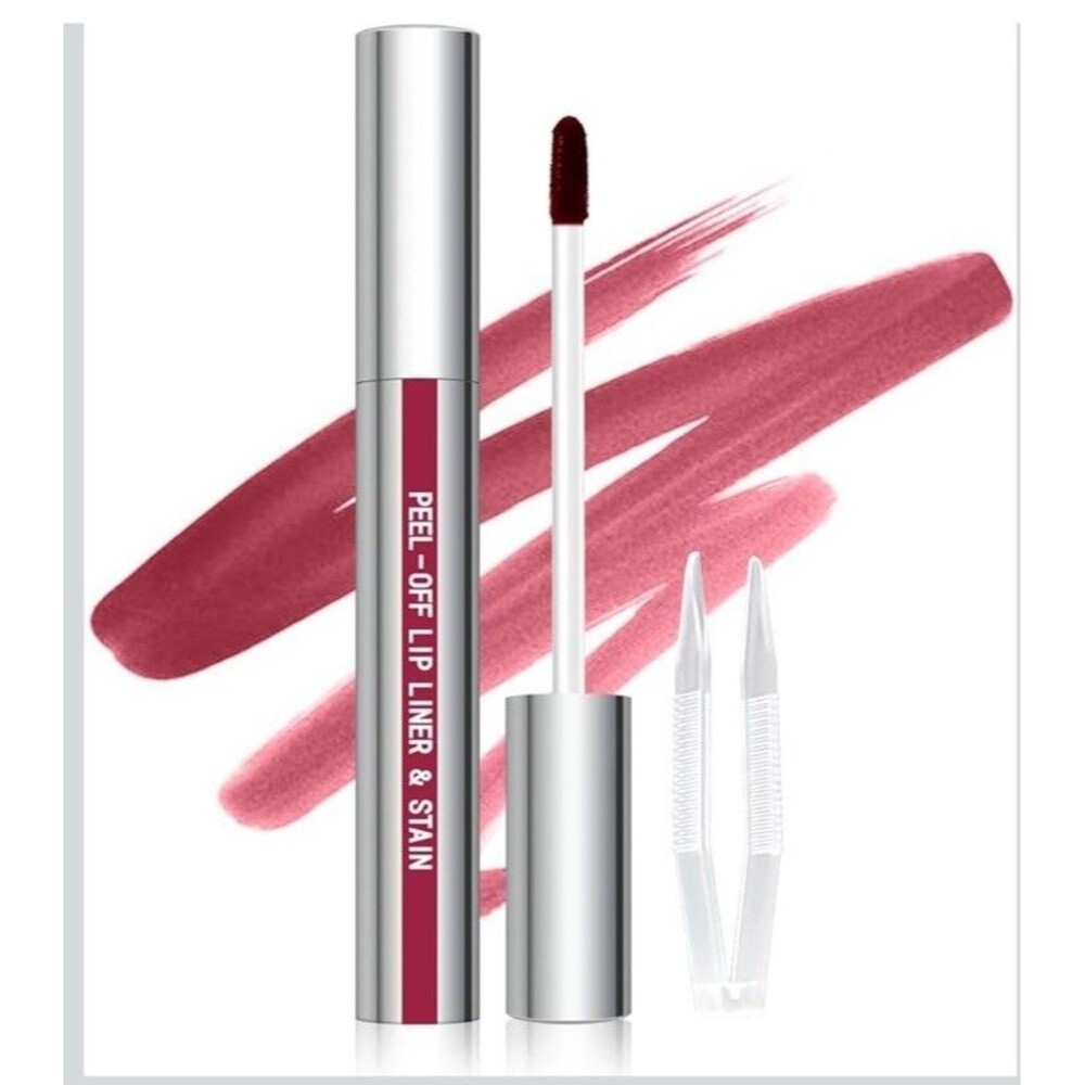 Peel Off Lip Liner Stain, Long Wear Tattoo Lip Liner with Tweezer, Peel Off L...